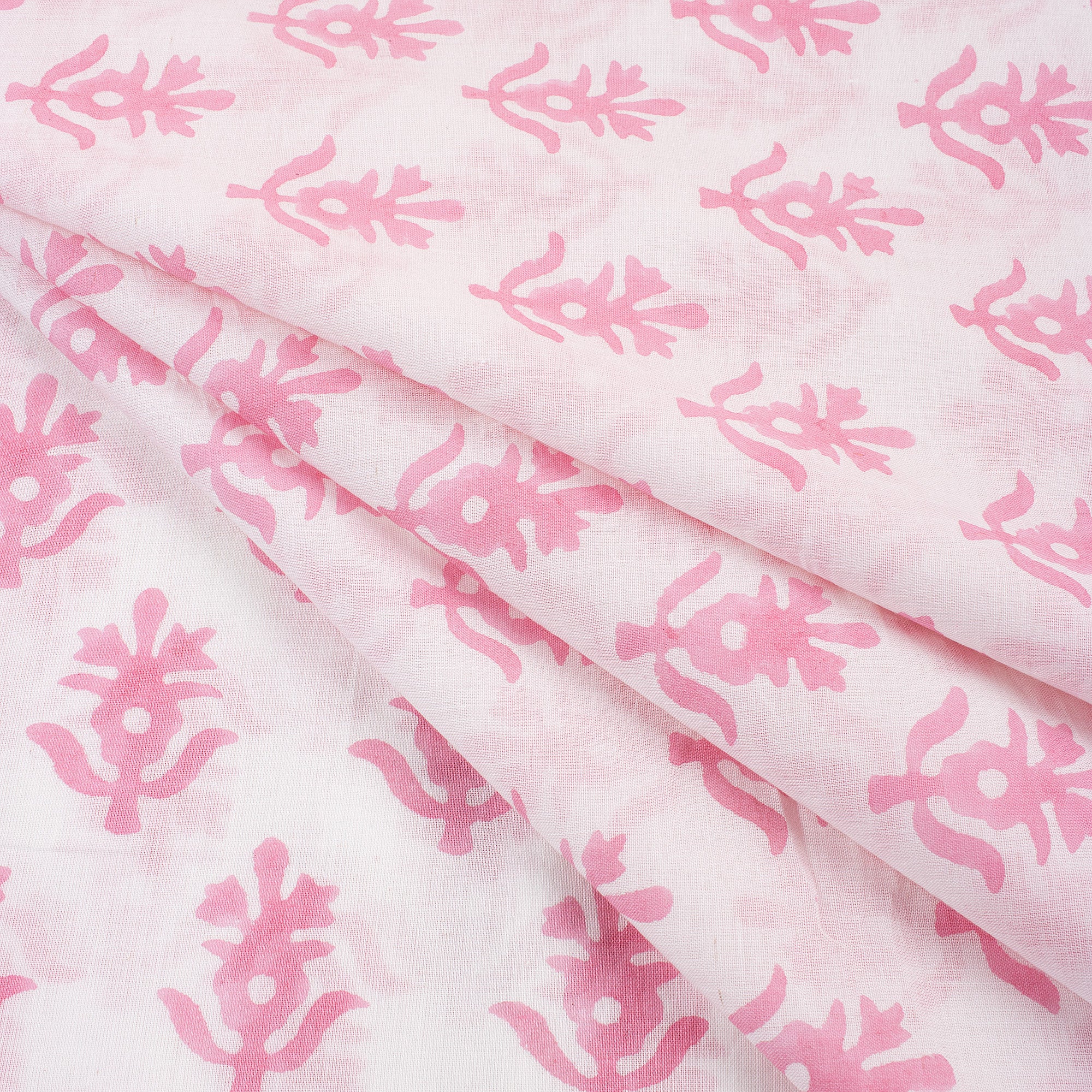 Pink Booti Block Print Fabric Cloth Material
