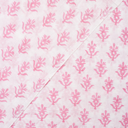 Pink Booti Block Print Fabric Cloth Material