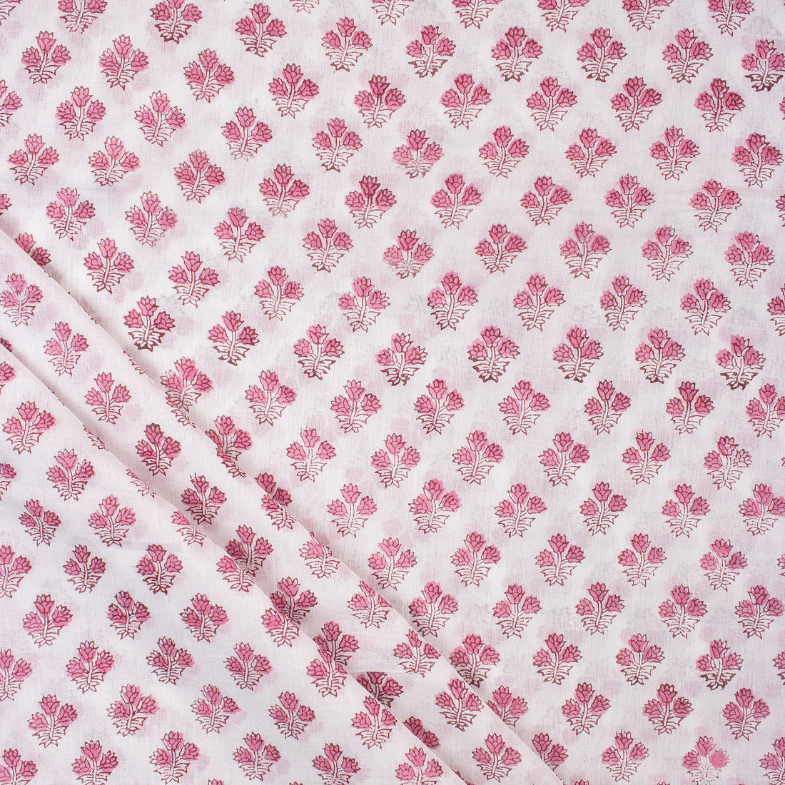 Pink Booti Hand Block Floral Print Fabric Online India
