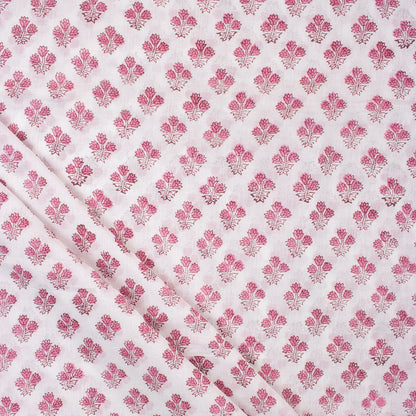 Pink Booti Hand Block Floral Print Fabric Online India