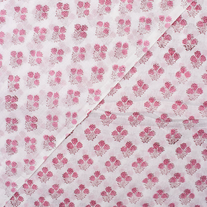Pink Booti Hand Block Floral Print Fabric Online India