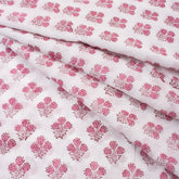 Pink Booti Hand Block Floral Print Fabric Online India