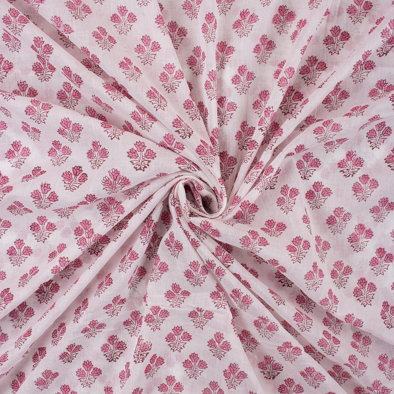 Pink Booti Hand Block Floral Print Fabric Online India