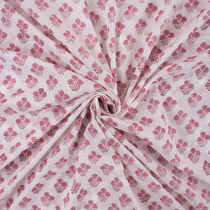 Pink Booti Hand Block Floral Print Fabric Online India
