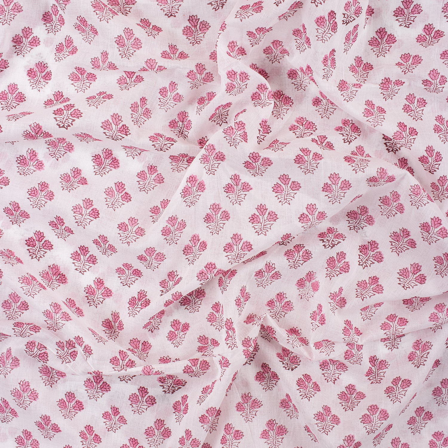 Pink Booti Hand Block Floral Print Fabric Online India
