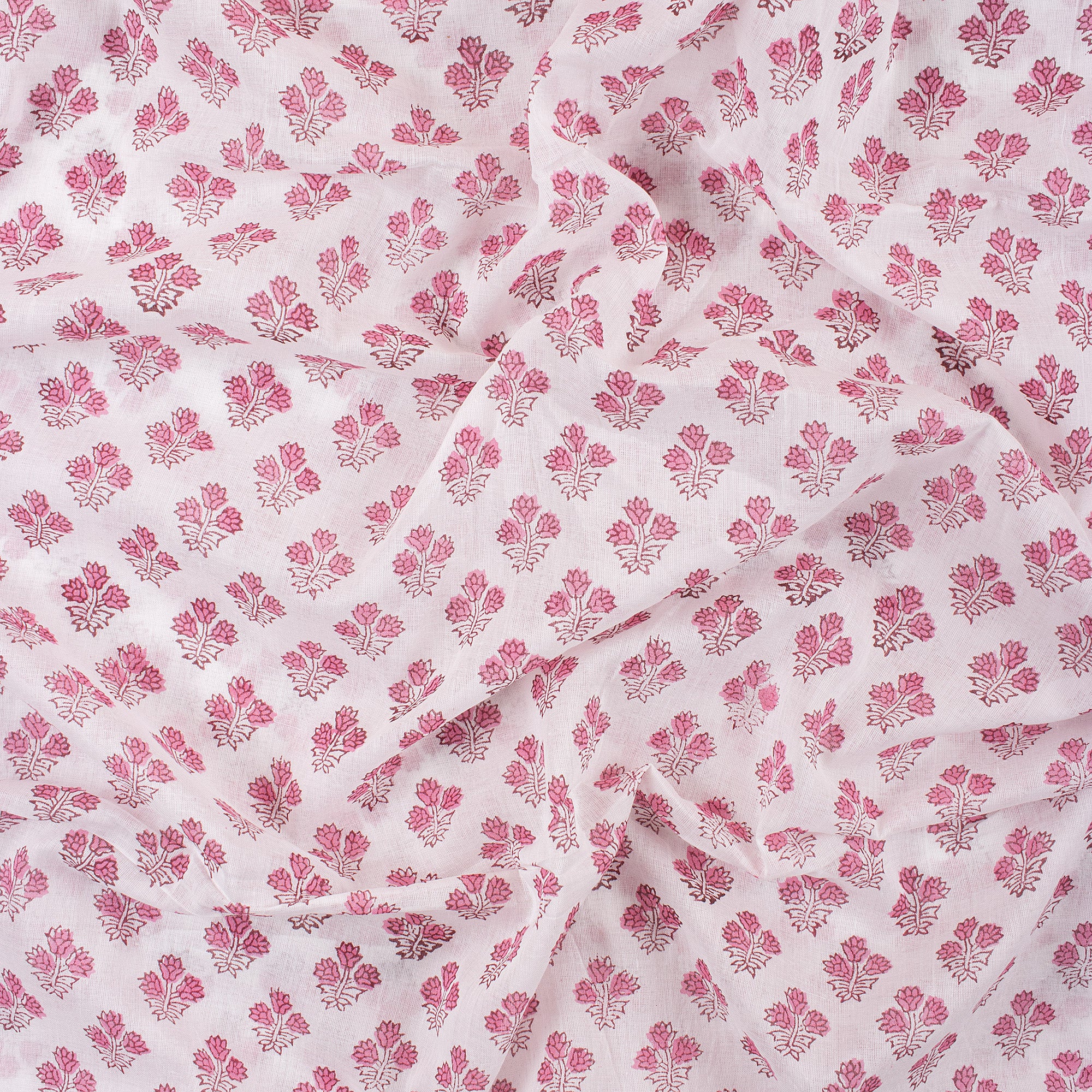 Pink Booti Hand Block Floral Print Fabric Online India