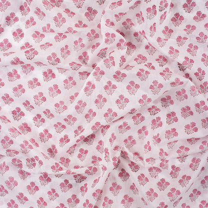 Pink Booti Hand Block Floral Print Fabric Online India