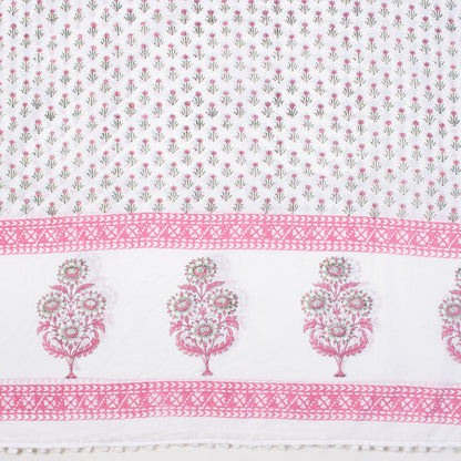 Pink Booti Hand Block Print Beach Sarong Wrap For Women