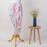 Pink Booti Hand Block Print Beach Sarong Wrap For Women