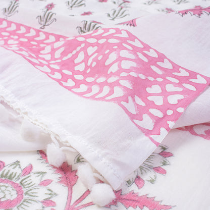 Pink Booti Hand Block Print Beach Sarong Wrap For Women