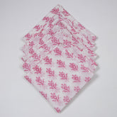 Pink Booti Indian Hand Block Printed Cotton Dinner Napkins