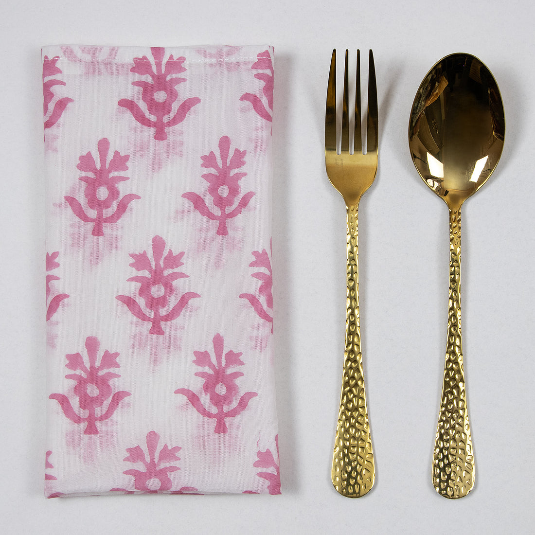 Pink Booti Indian Hand Block Printed Cotton Dinner Napkins