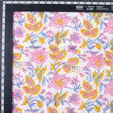 Pink Floral Hand Block Pure Cotton Fabric