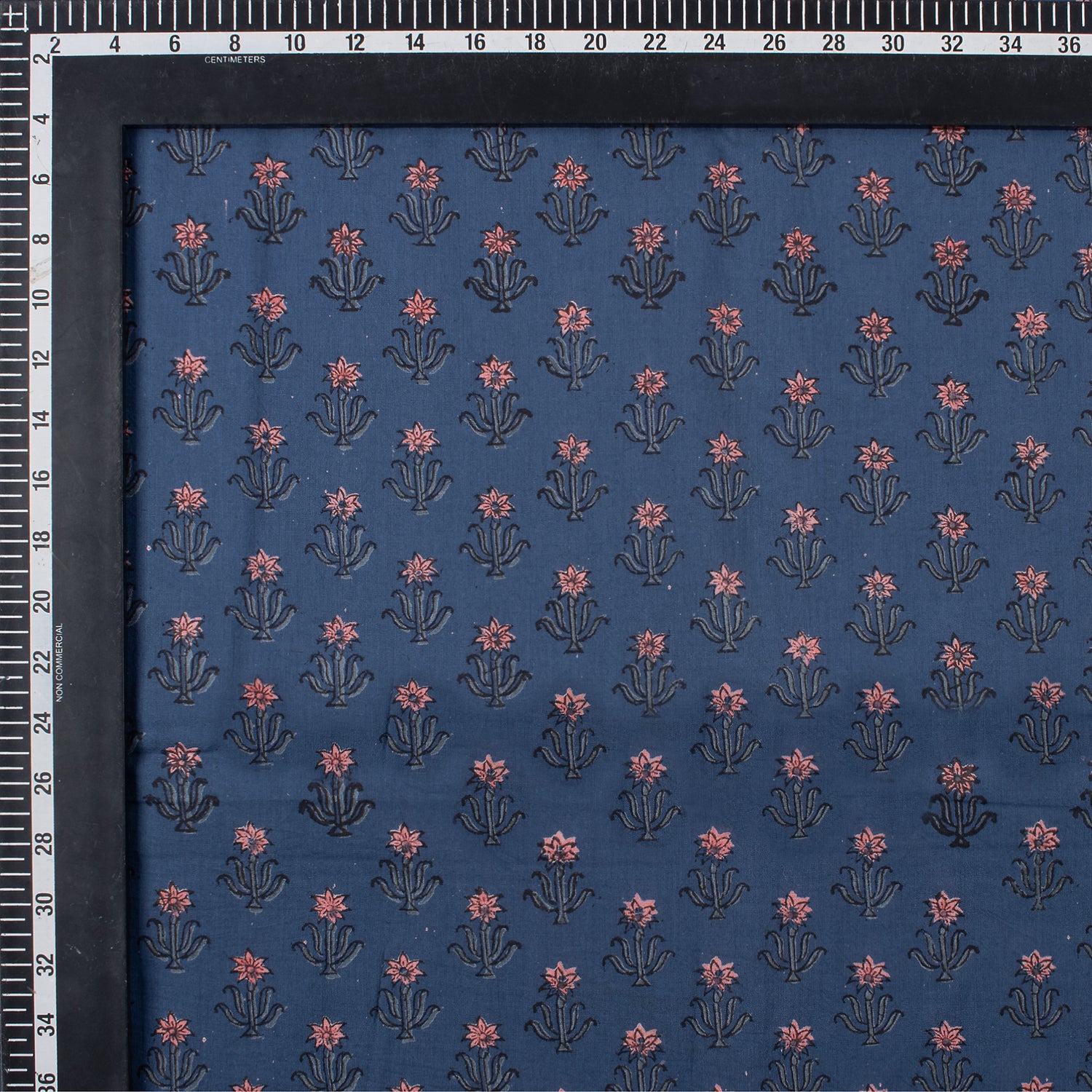 Pink Floral Hand Printed Cotton Discharge Fabric