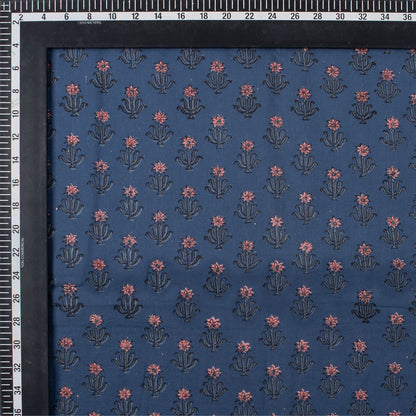 Pink Floral Hand Printed Cotton Discharge Fabric