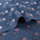 Pink Floral Hand Printed Cotton Discharge Fabric