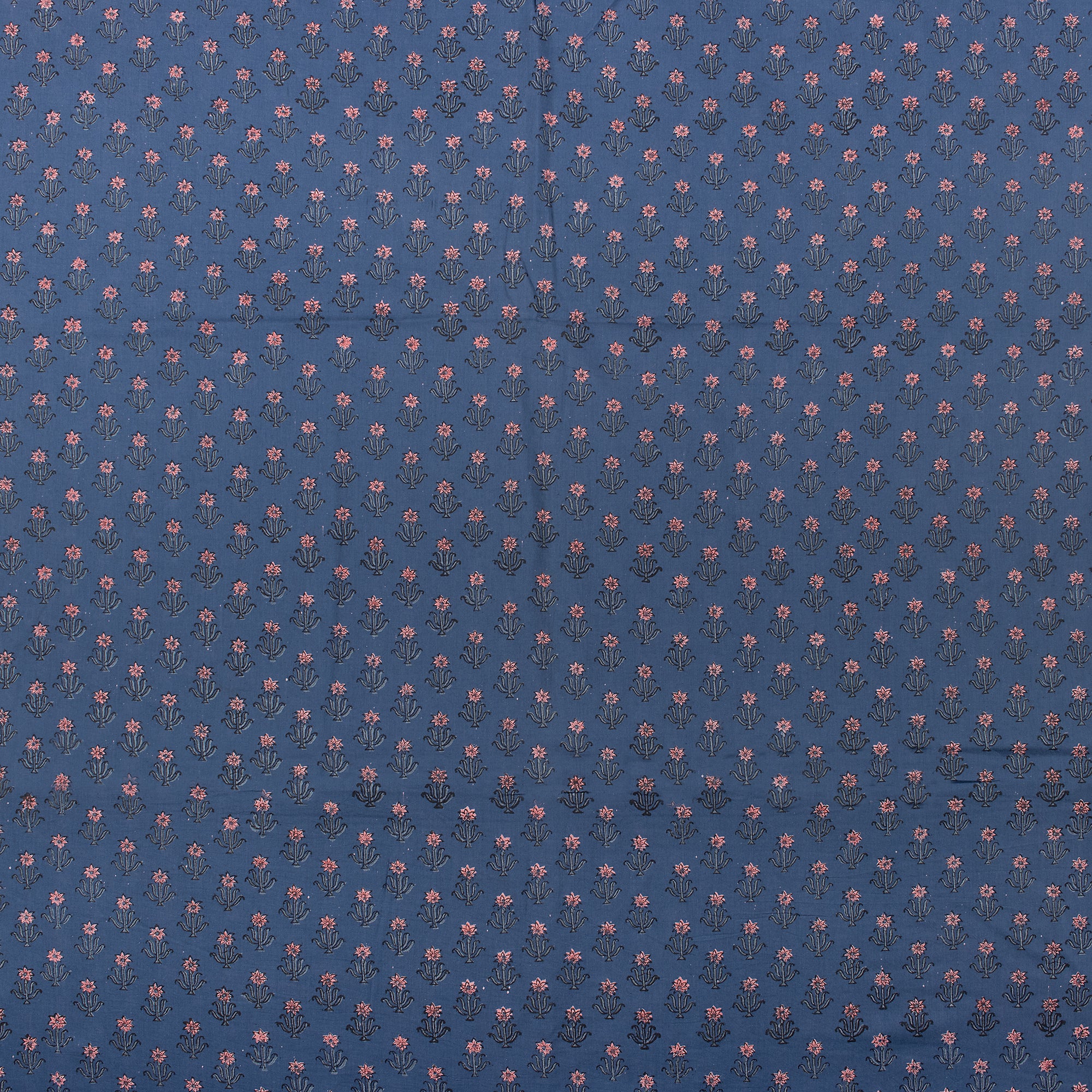 Pink Floral Hand Printed Cotton Discharge Fabric