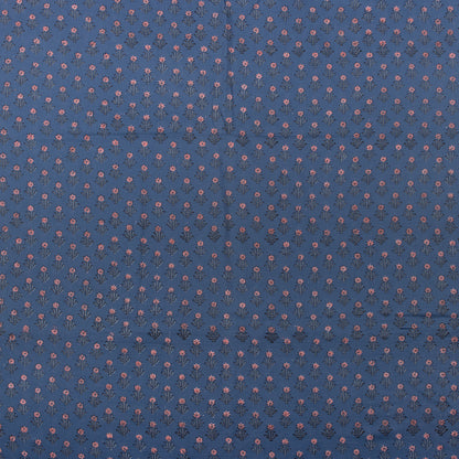 Pink Floral Hand Printed Cotton Discharge Fabric