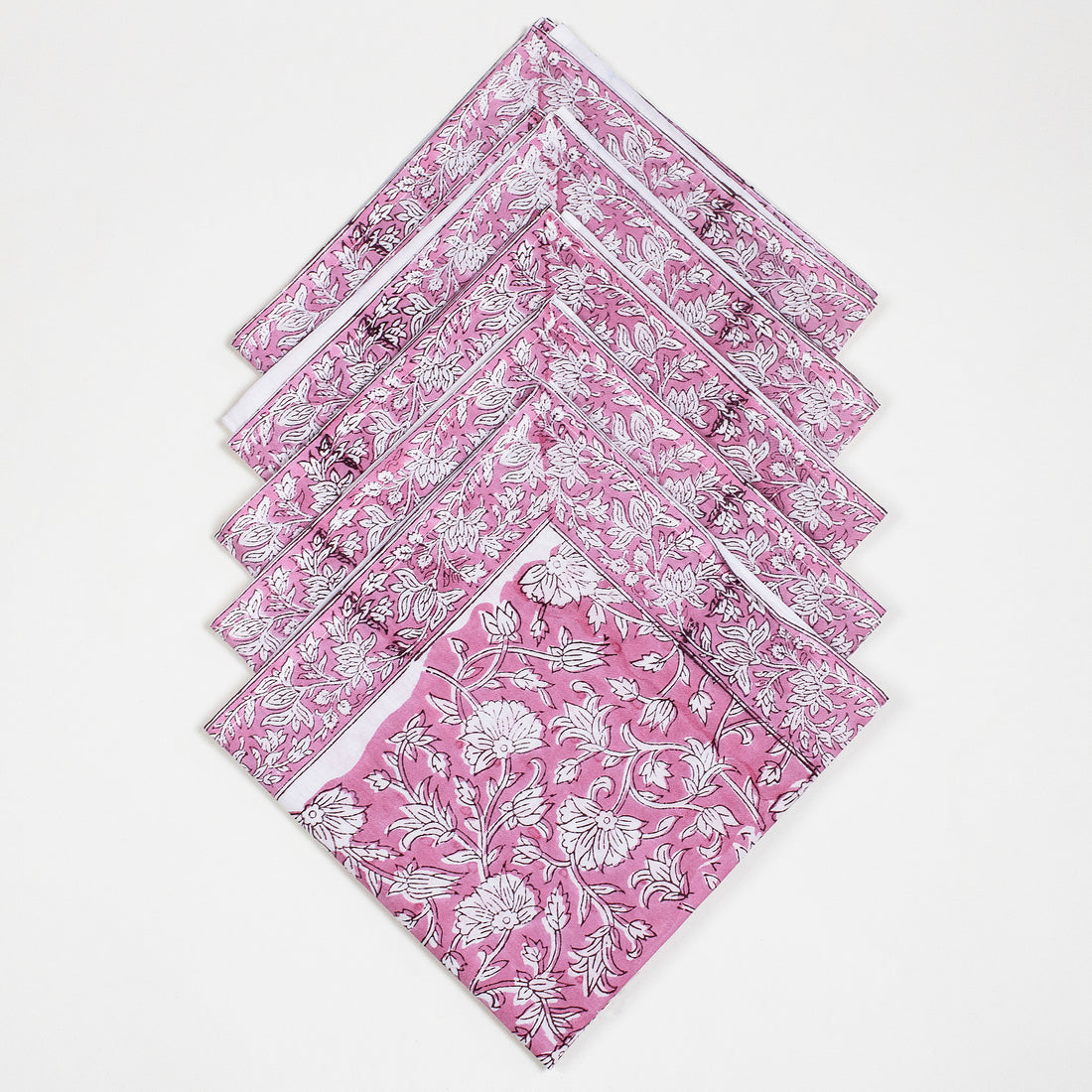 Pink Floral Handmade Cotton Napkin Cloth