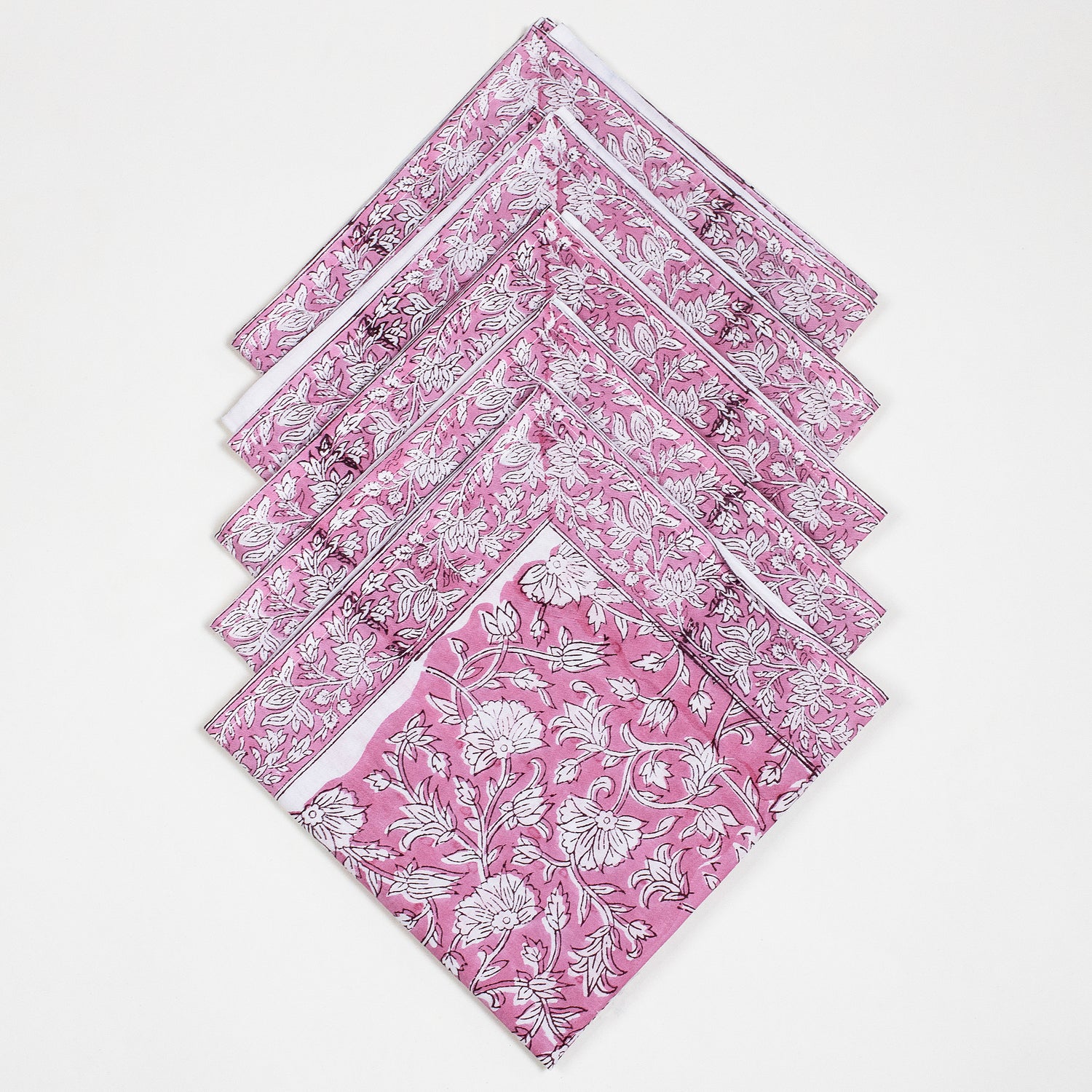 Pink Floral Handmade Cotton Napkin Cloth