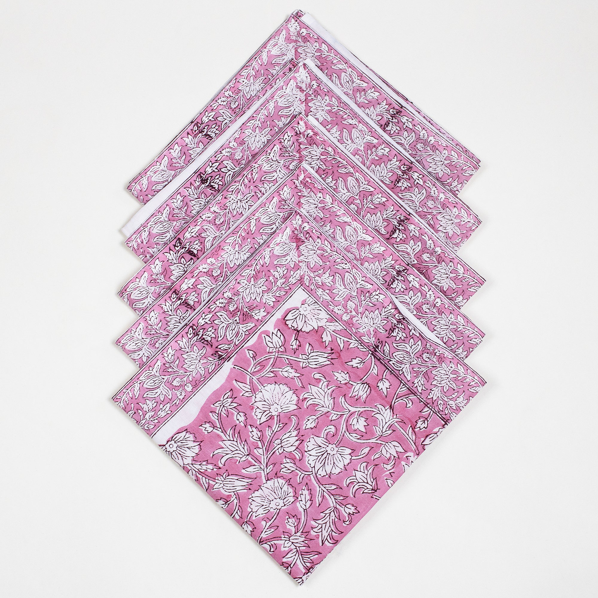 Pink Floral Handmade Cotton Napkin Cloth