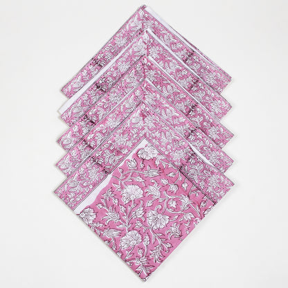 Pink Floral Handmade Cotton Napkin Cloth