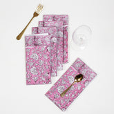 Pink Floral Handmade Cotton Napkin Cloth