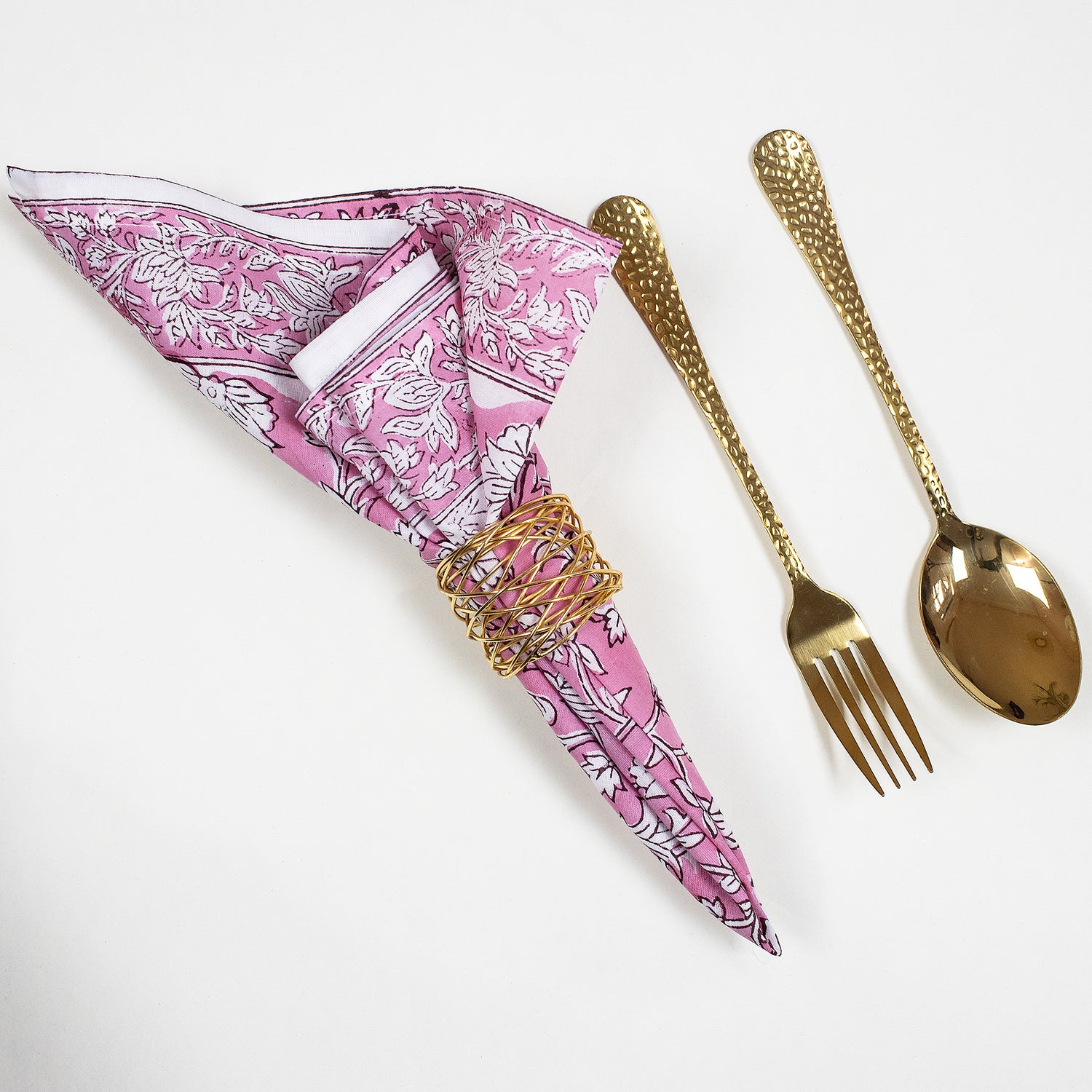 Pink Floral Handmade Cotton Napkin Cloth