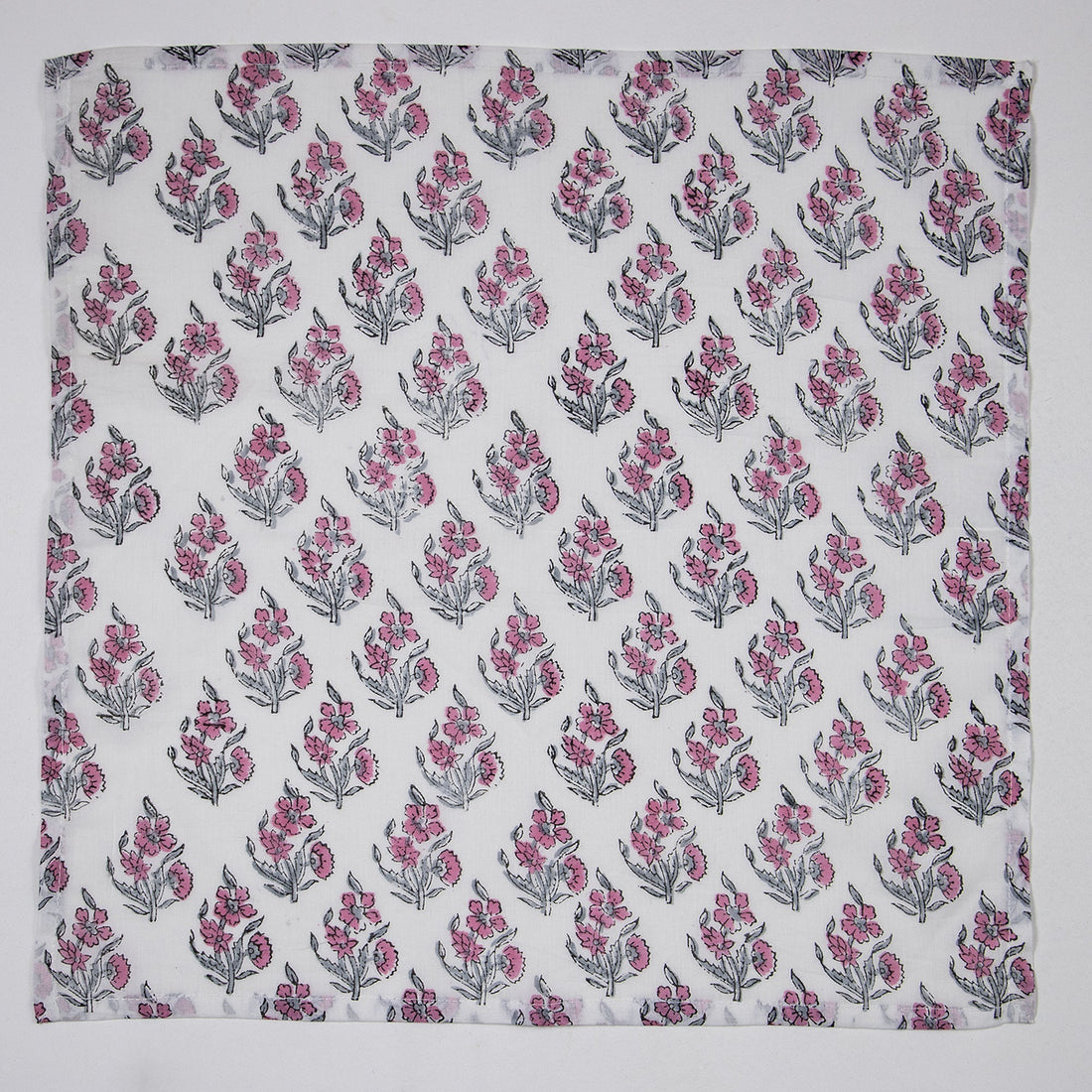 Pink Floral Indian Block Print Table Cloth Napkins