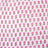 Pink Floral Indian Hand Block Printed Cotton Cloth Material