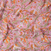 Pink Jaal Floral Block Printed Fabric India