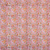 Pink Jaal Floral Block Printed Fabric India