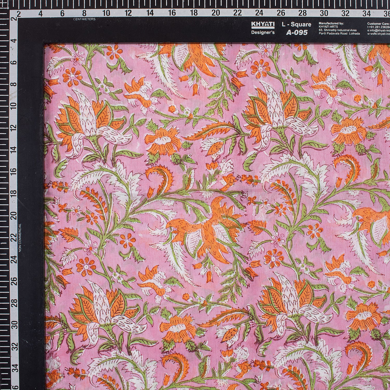 Pink Jaal Floral Block Printed Fabric India