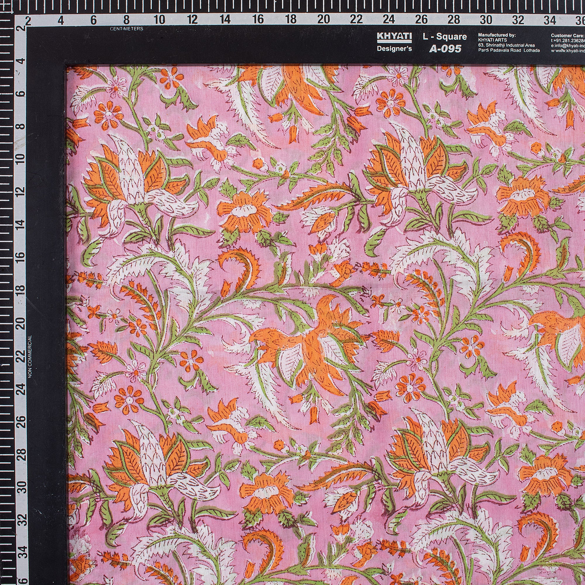Pink Jaal Floral Block Printed Fabric India