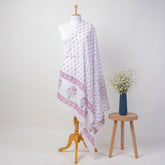 Pink Leaf Hand Block Print Beach Sarong Wrap For Women