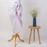 Pink Leaf Hand Block Print Beach Sarong Wrap For Women