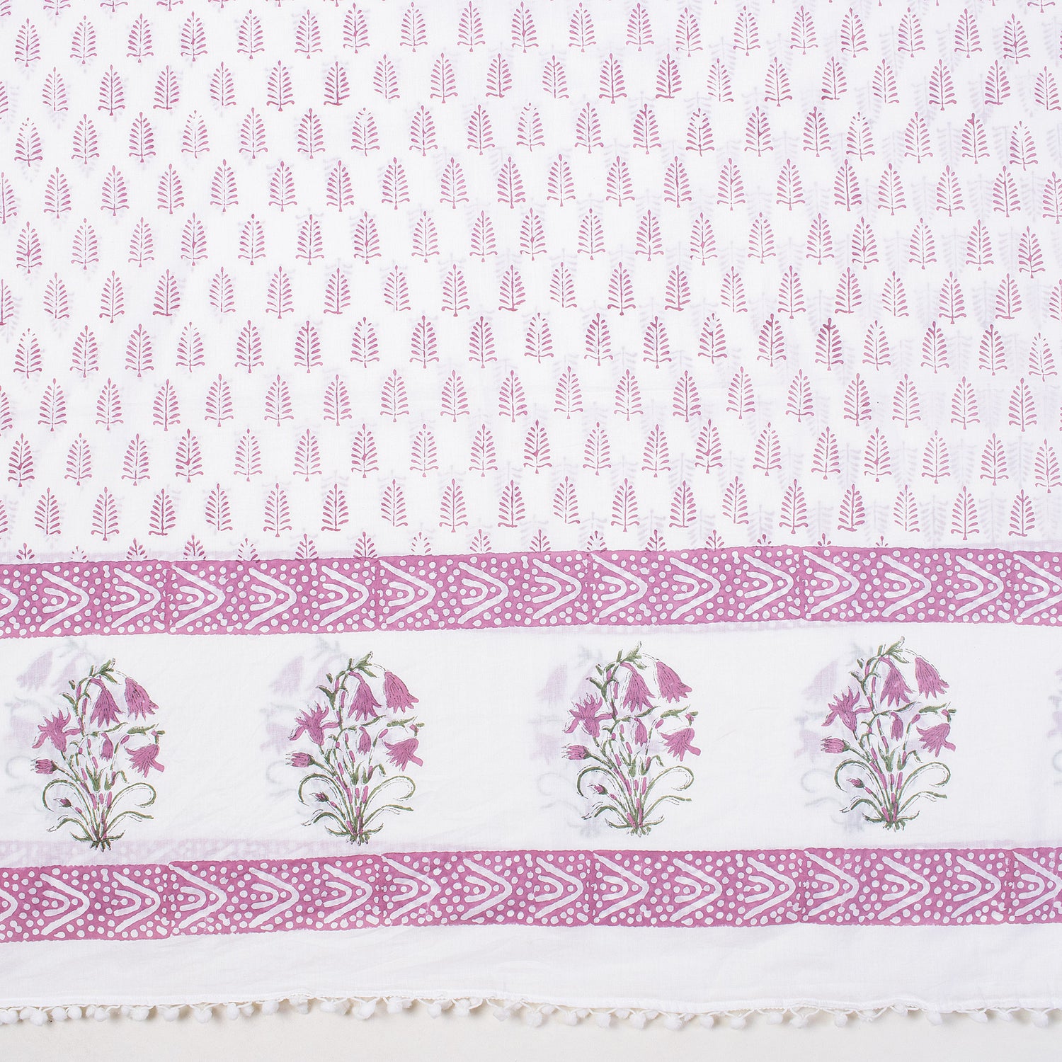 Pink Leaf Hand Block Print Beach Sarong Wrap For Women