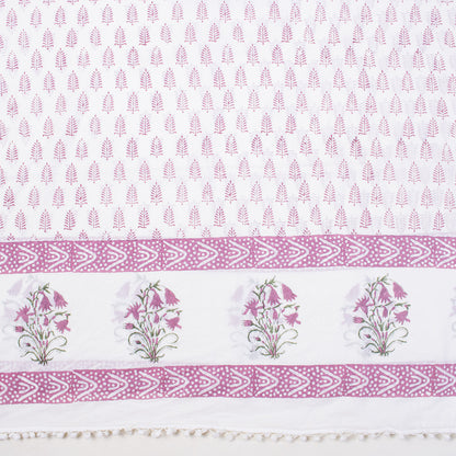 Pink Leaf Hand Block Print Beach Sarong Wrap For Women