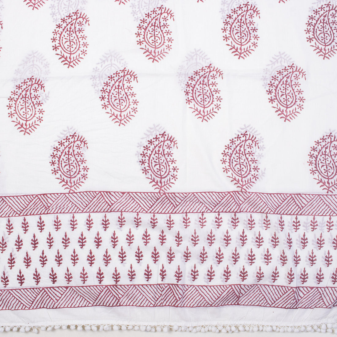 Pink Paisley Hand Block Print Cotton Sarong For Women