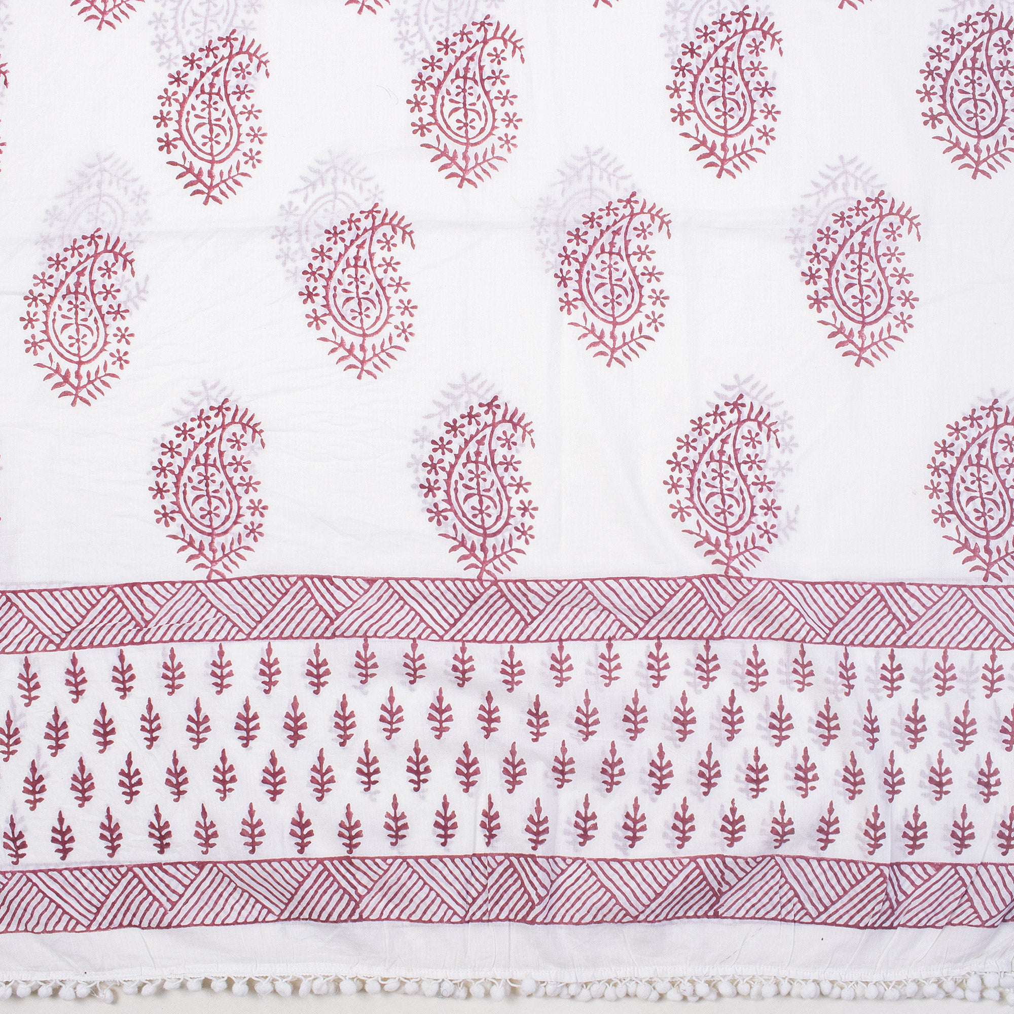 Pink Paisley Hand Block Print Cotton Sarong For Women