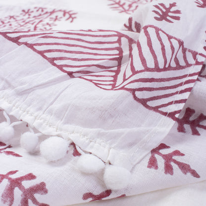 Pink Paisley Hand Block Print Cotton Sarong For Women