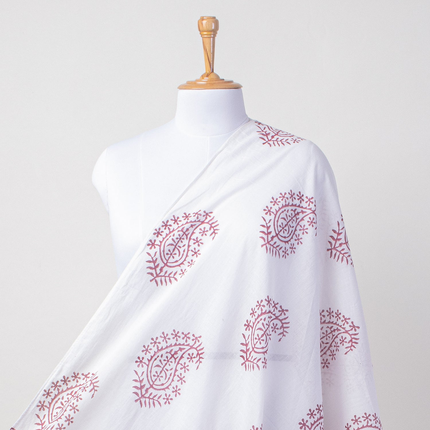 Pink Paisley Hand Block Print Cotton Sarong For Women
