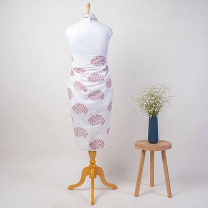 Pink Paisley Hand Block Print Cotton Sarong For Women