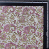 Pink Paisley Indian Hand Block Printed Cotton Fabric