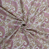 Pink Paisley Indian Hand Block Printed Cotton Fabric