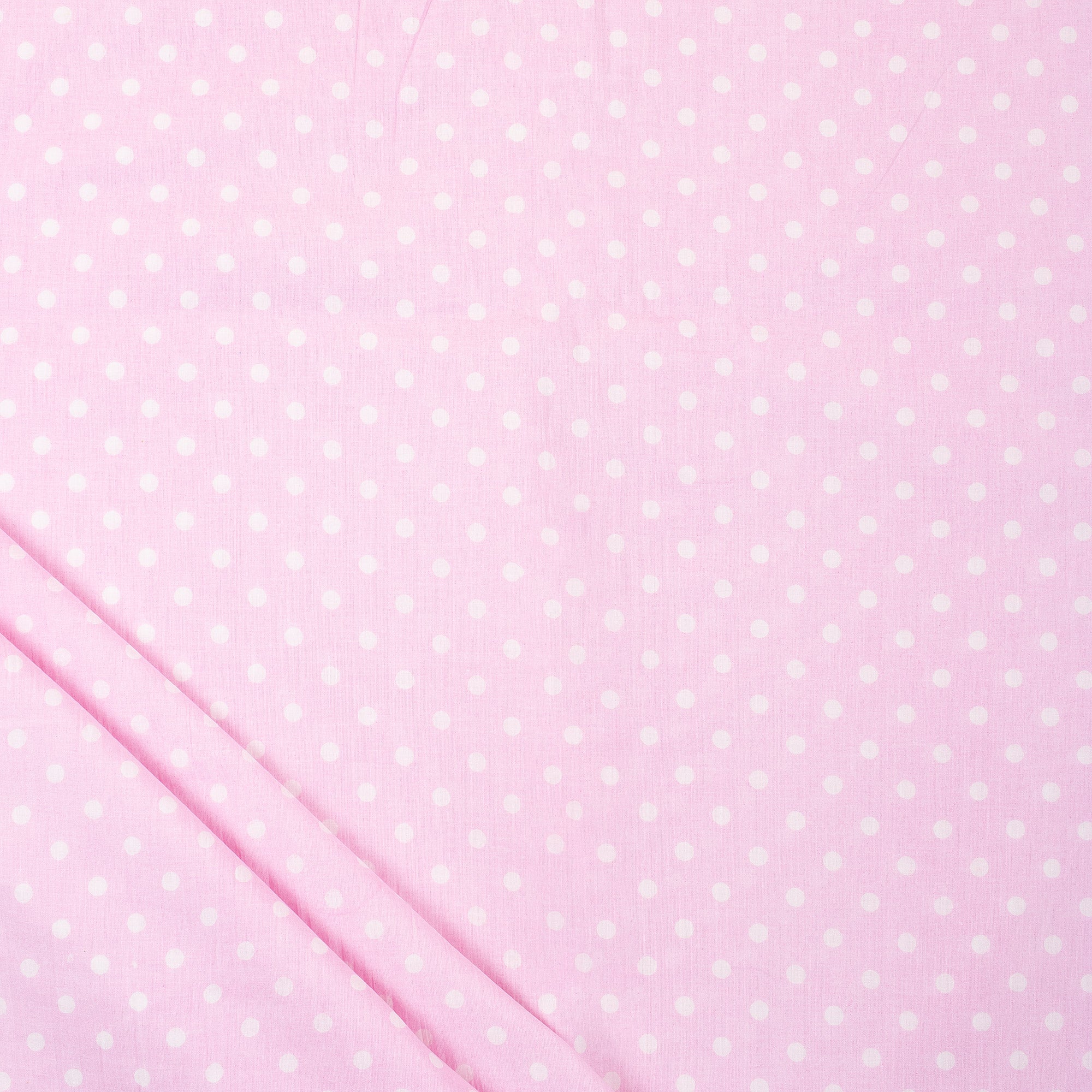 Pink Polka Dots Soft Cotton Hand Block Print Fabric