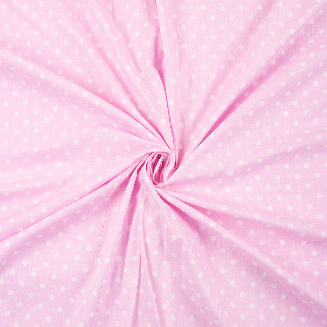 Pink Polka Dots Soft Cotton Hand Block Print Fabric