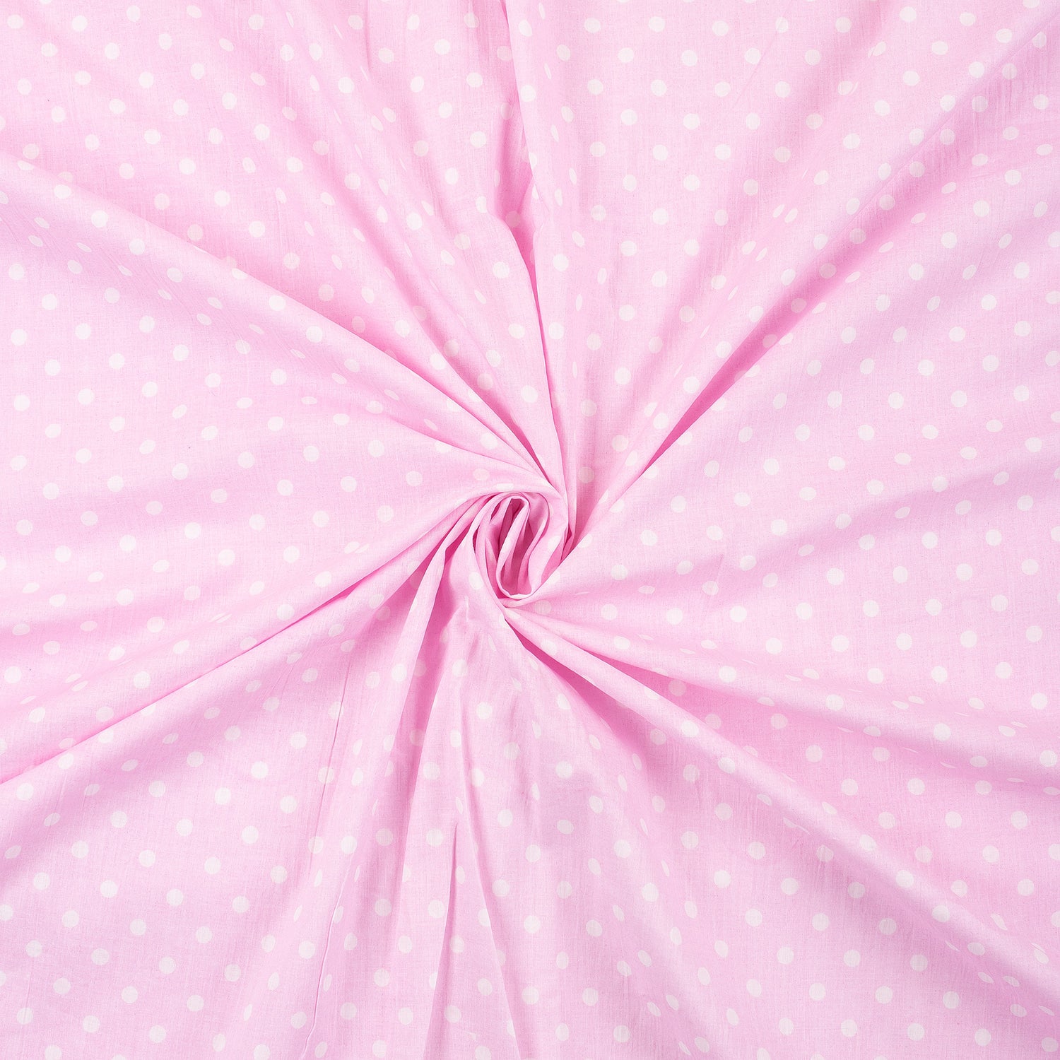 Pink Polka Dots Soft Cotton Hand Block Print Fabric