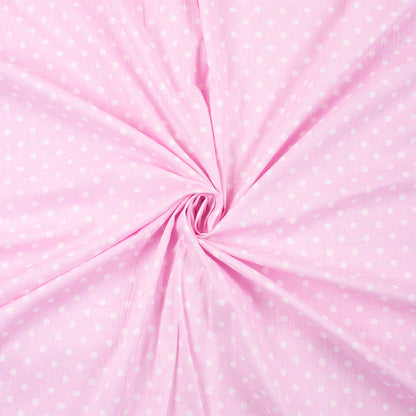 Pink Polka Dots Soft Cotton Hand Block Print Fabric