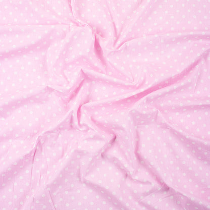 Pink Polka Dots Soft Cotton Hand Block Print Fabric